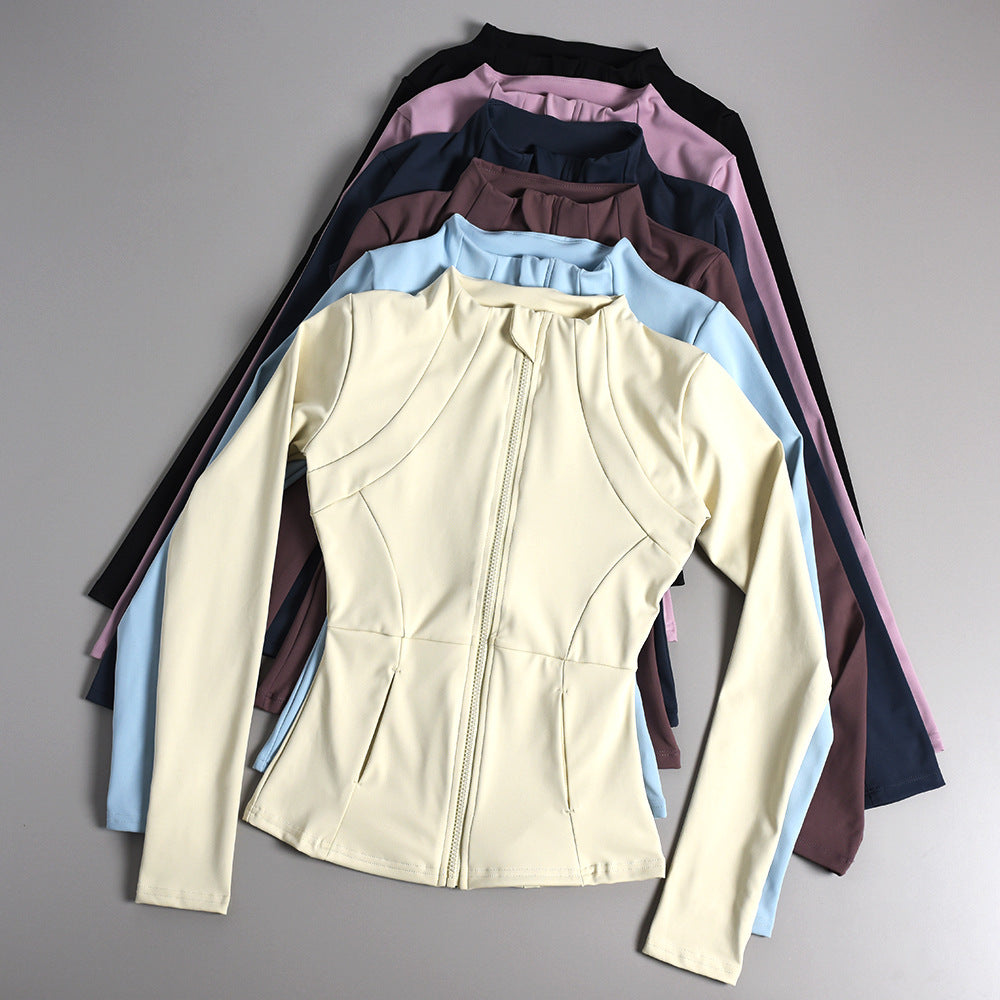 Professional yoga jackets for autumn and winter, women's zipper cardigans, tight running and gym tops, women's yoga wear