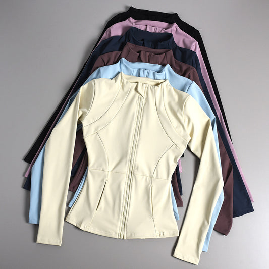 Professional yoga jackets for autumn and winter, women's zipper cardigans, tight running and gym tops, women's yoga wear