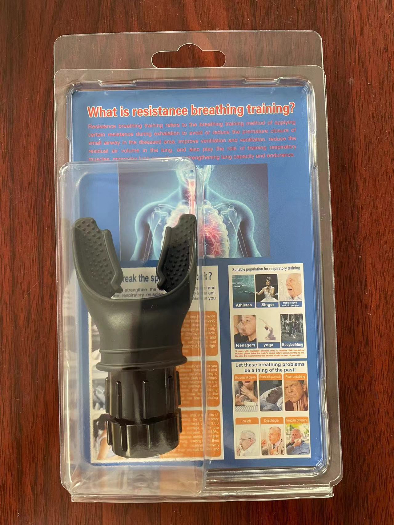 The Fitness Trainer portable lung capacity abdominal breathing trainer has adjustable resistance